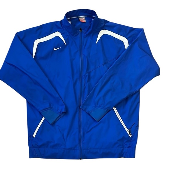 NikeFit Storm Blank Team Windbreaker Track Jacket Royal Blue/White Zip Up Large - Picture 1 of 10